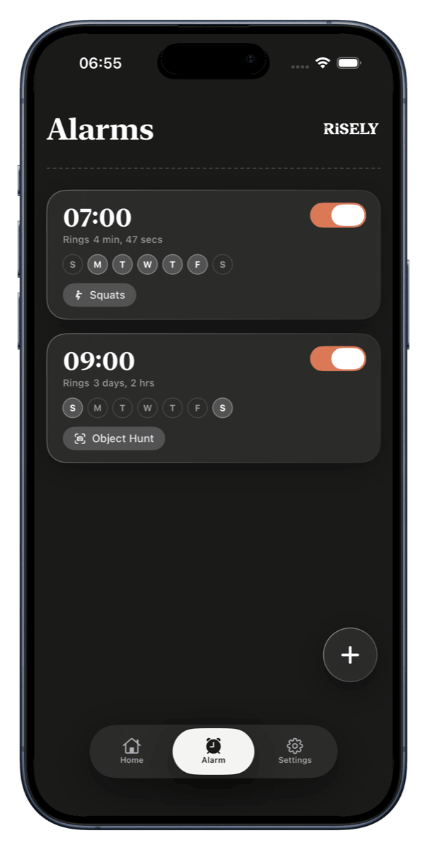 Risely app screen